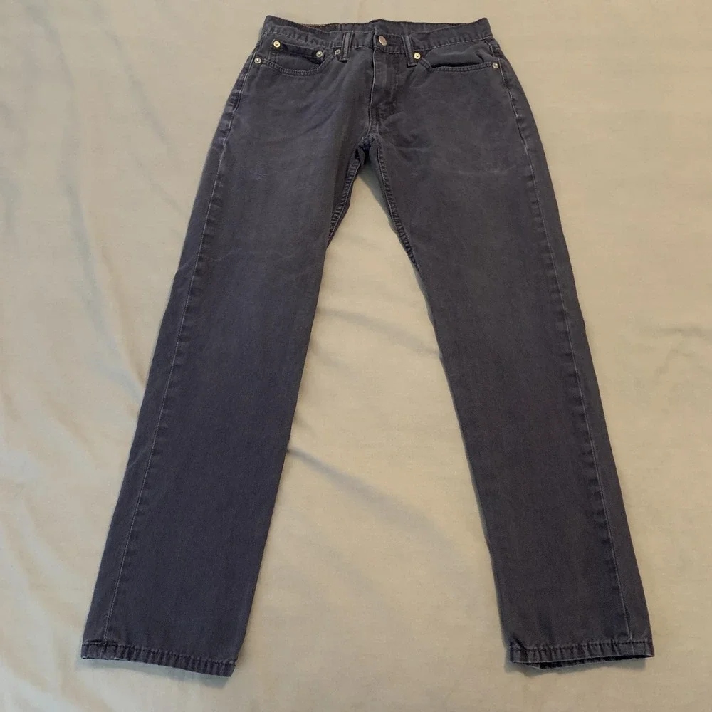Levis‎ 502 Jeans Mens 28x32 Navy Blue Stretch Tapered Leg Denim Pants Casual